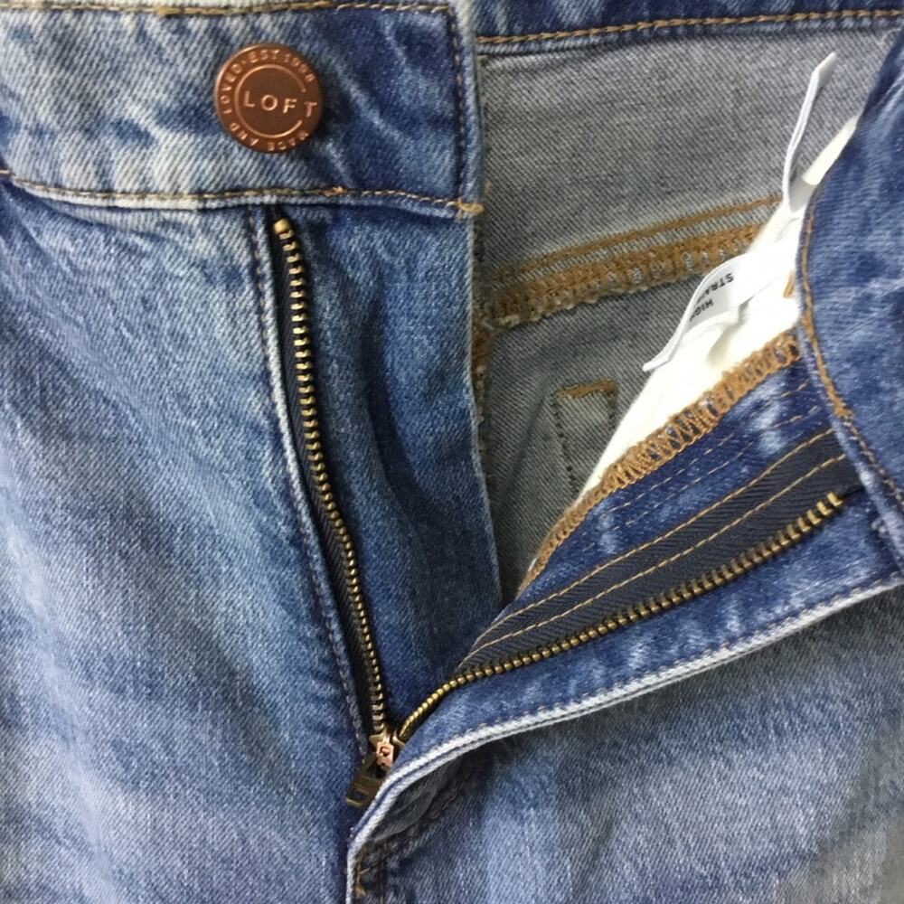 Loft Blue High Waist Straight Crop Jeans - Picture 10 of 16